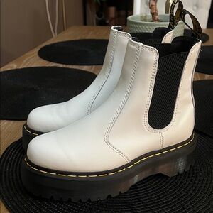 Dr. Martens White Platform Ankle Boots